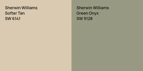 SW 6141 Softer Tan vs SW 9128 Green Onyx