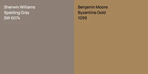 SW 6074 Spalding Gray vs 1099 Byzantine Gold