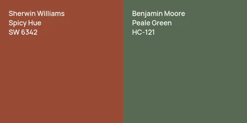 SW 6342 Spicy Hue vs HC-121 Peale Green