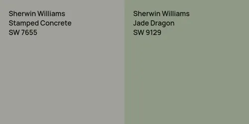 SW 7655 Stamped Concrete vs SW 9129 Jade Dragon