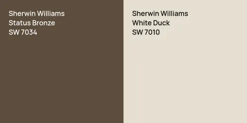 SW 7034 Status Bronze vs SW 7010 White Duck