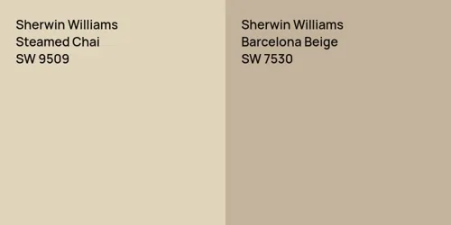 SW 9509 Steamed Chai vs SW 7530 Barcelona Beige