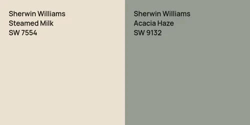 SW 7554 Steamed Milk vs SW 9132 Acacia Haze