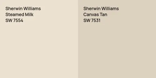 SW 7554 Steamed Milk vs SW 7531 Canvas Tan