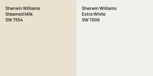 SW 7554 Steamed Milk vs SW 7006 Extra White