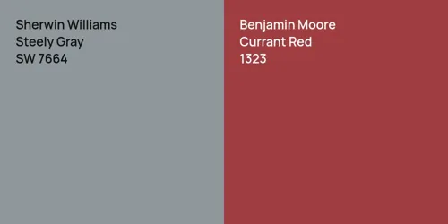 SW 7664 Steely Gray vs 1323 Currant Red