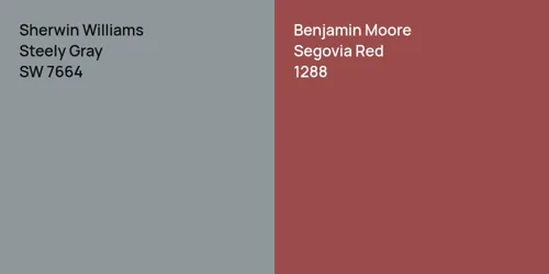 SW 7664 Steely Gray vs 1288 Segovia Red