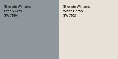 SW 7664 Steely Gray vs SW 7627 White Heron