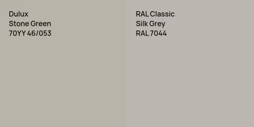 70YY 46/053 Stone Green vs RAL 7044 Silk Grey