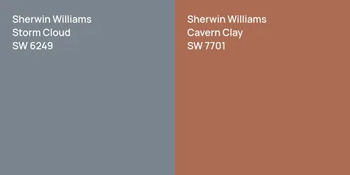 SW 6249 Storm Cloud vs SW 7701 Cavern Clay