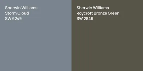 SW 6249 Storm Cloud vs SW 2846 Roycroft Bronze Green