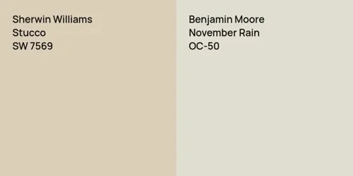 SW 7569 Stucco vs OC-50 November Rain