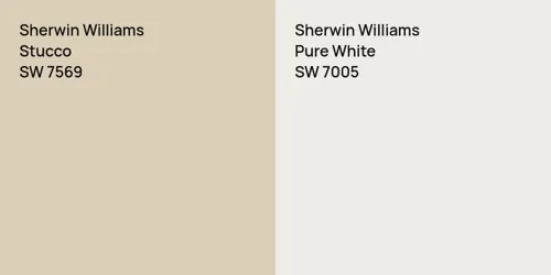 SW 7569 Stucco vs SW 7005 Pure White