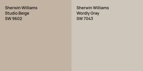 SW 9602 Studio Beige vs SW 7043 Wordly Gray