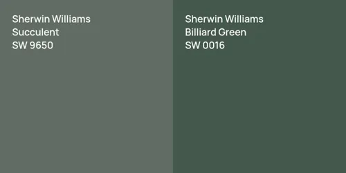 SW 9650 Succulent vs SW 0016 Billiard Green