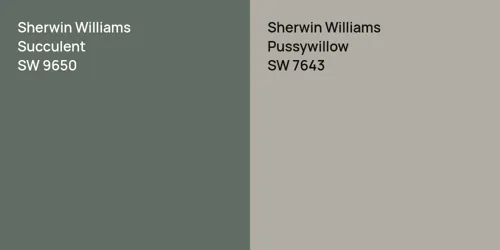 SW 9650 Succulent vs SW 7643 Pussywillow