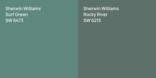 SW 6473 Surf Green vs SW 6215 Rocky River