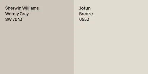 SW 7043 Wordly Gray vs 0552 Breeze