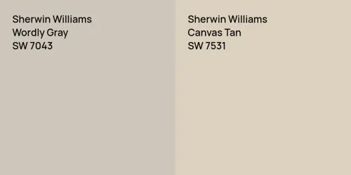 SW 7043 Wordly Gray vs SW 7531 Canvas Tan