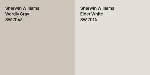 SW 7043 Wordly Gray vs SW 7014 Eider White