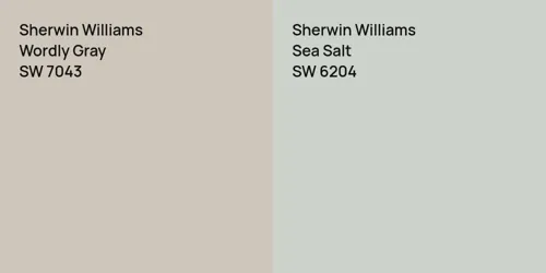 SW 7043 Wordly Gray vs SW 6204 Sea Salt