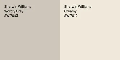 SW 7043 Wordly Gray vs SW 7012 Creamy