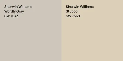 SW 7043 Wordly Gray vs SW 7569 Stucco