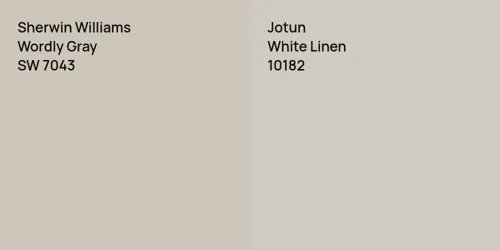 SW 7043 Wordly Gray vs 10182 White Linen