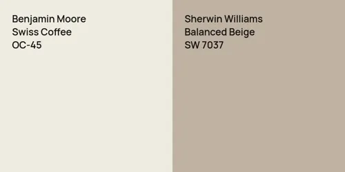 OC-45 Swiss Coffee vs SW 7037 Balanced Beige