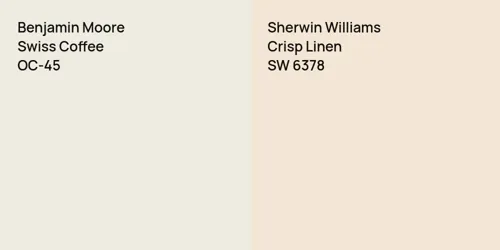 OC-45 Swiss Coffee vs SW 6378 Crisp Linen