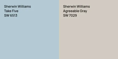 SW 6513 Take Five vs SW 7029 Agreeable Gray