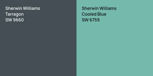 SW 9660 Tarragon vs SW 6759 Cooled Blue