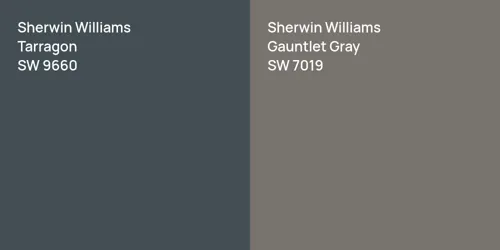 SW 9660 Tarragon vs SW 7019 Gauntlet Gray