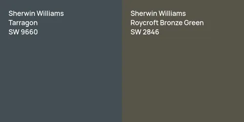 SW 9660 Tarragon vs SW 2846 Roycroft Bronze Green