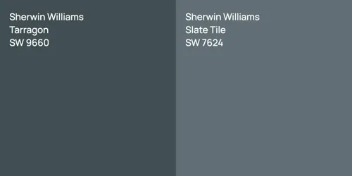 SW 9660 Tarragon vs SW 7624 Slate Tile