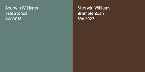 SW 0018 Teal Stencil vs SW 2923 Bramble Bush