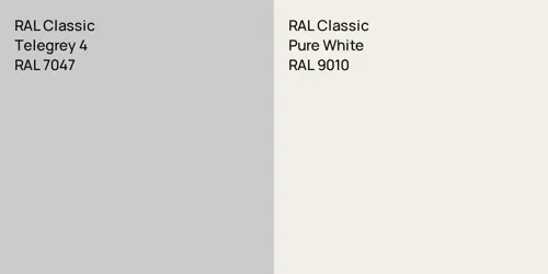 RAL 7047 Telegrey 4 vs RAL 9010 Pure White