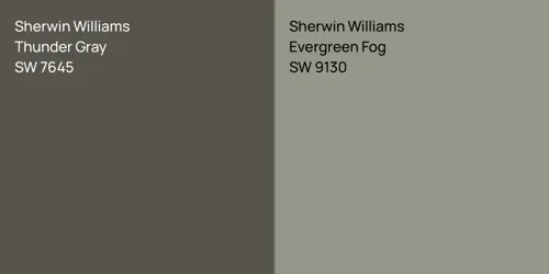 Compare Sherwin Williams Thunder Gray with other colors