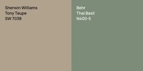 SW 7038 Tony Taupe vs N400-5 Thai Basil