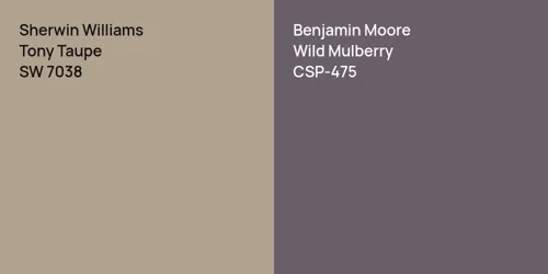 SW 7038 Tony Taupe vs CSP-475 Wild Mulberry