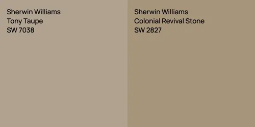 SW 7038 Tony Taupe vs SW 2827 Colonial Revival Stone