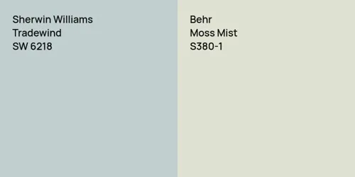 SW 6218 Tradewind vs S380-1 Moss Mist