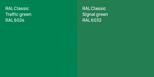 RAL 6024  Traffic green vs RAL 6032  Signal green