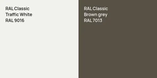 RAL 9016 Traffic White vs RAL 7013  Brown grey