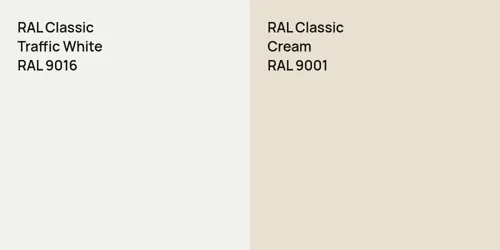 RAL 9016 Traffic White vs RAL 9001  Cream