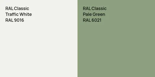 RAL 9016 Traffic White vs RAL 6021 Pale Green