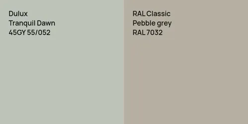 45GY 55/052 Tranquil Dawn vs RAL 7032  Pebble grey