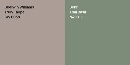 SW 6038 Truly Taupe vs N400-5 Thai Basil