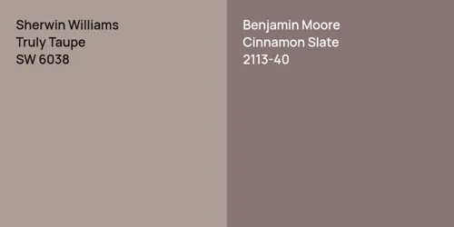 SW 6038 Truly Taupe vs 2113-40 Cinnamon Slate