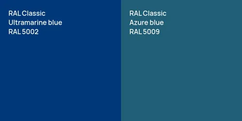 RAL 5002  Ultramarine blue vs RAL 5009  Azure blue